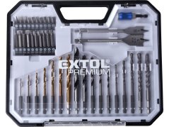 EXTOL PREMIUM 8801700 vrtáky se šestihrannou stopkou a hroty, sada 40ks, HSS, CrV