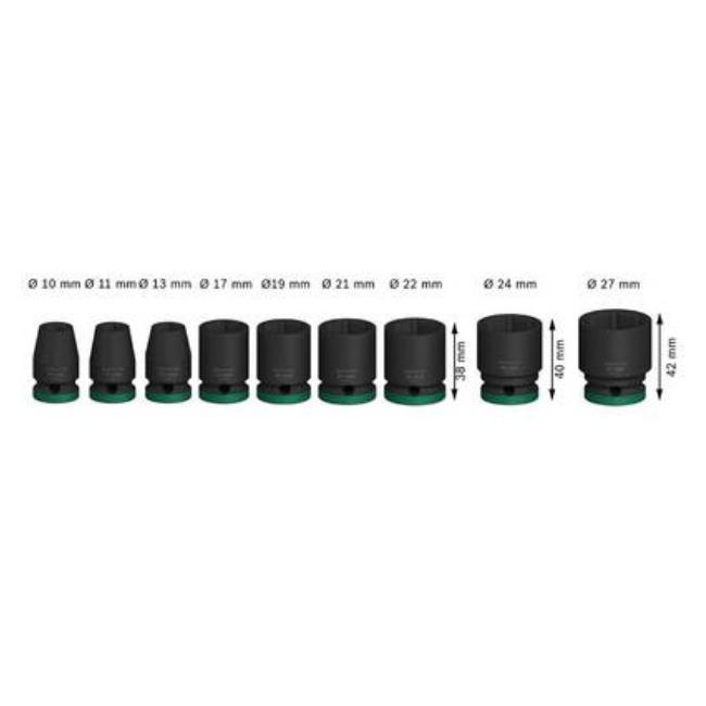 Bosch 9 dílná sada nástrčných hlavic 10-27 mm Pro Impact 1/2" 2608003038