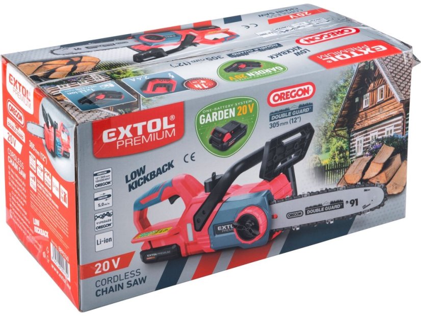 EXTOL PREMIUM 8895740 pila řetězová aku, 30cm, GARDEN20V, 20V Li-ion, 2000mAh