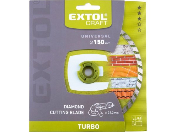 EXTOL CRAFT 108853 kotouč diamantový řezný, turbo - suché i mokré řezání, O 150x22,2x2,3mm