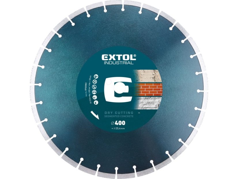 EXTOL INDUSTRIAL 8703083 kotouč diamantový řezný segmentový na BETON, suché řezání, O 400x25,4x3,5mm