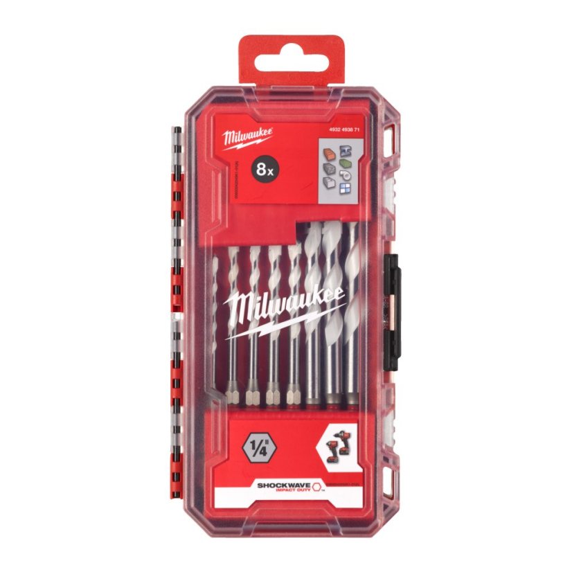 Milwaukee 8 dílná sada vrtáků multimateriál 4-12mm HEX 4932493871