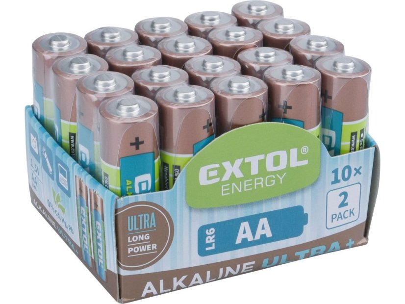 EXTOL ENERGY 42013 baterie alkalické, 20ks, 1,5V AA (LR6)