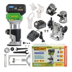 Procraft POB24-1b-f aku frézka horní s příslušenstvím 3v1 20V 1x4Ah