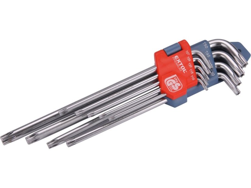 EXTOL PREMIUM 8819412 L-klíče TORX prodloužené, sada 9ks, T10-50