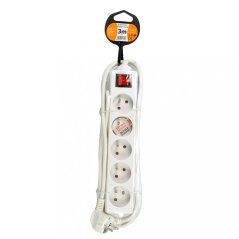 Solight PP52 prodlužovací přívod, 5 zásuvek, bílý, vypínač, 3m