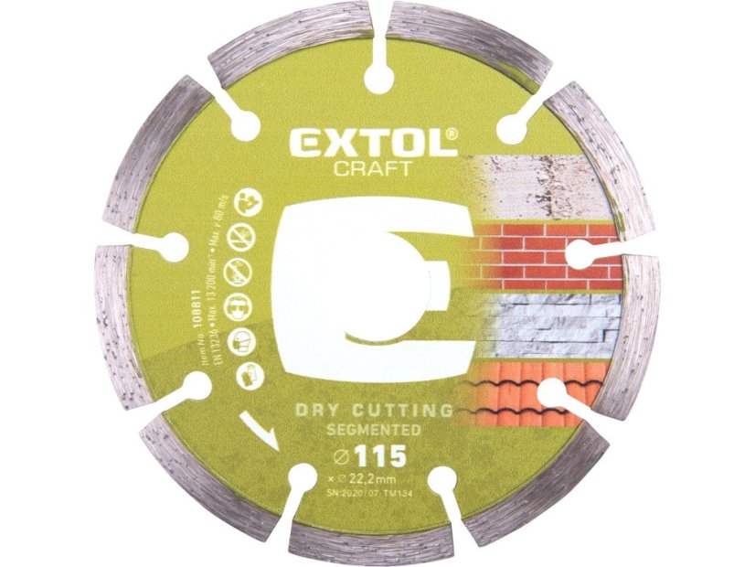 EXTOL CRAFT 108811 kotouč diamantový řezný segmentový - suché řezání, O 115x22,2x2mm