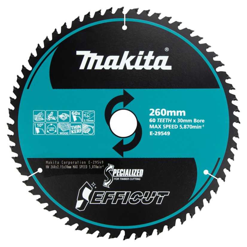 Makita E-29549 260x2.15x30mm 60z kotouč pilový dřevo Efficut= oldB-67284