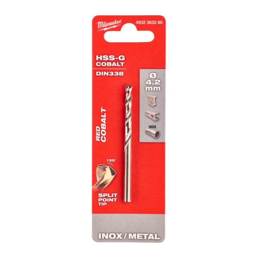 Milwaukee 4,2 mm vrták do kovu HSS-G Co 4932363260