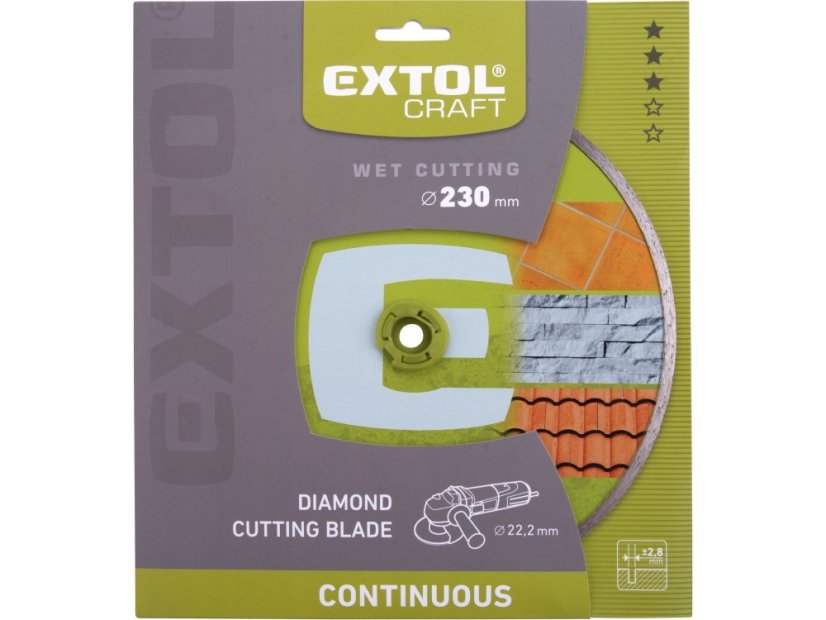 EXTOL CRAFT 108835 kotouč diamantový řezný celoobvodový - mokré řezání, O 230x22,2x2,8mm