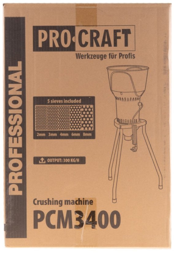 Procraft PCM3400 elektrický šrotovník na obilí  1000 W zásobník 6,5l bez nádoby