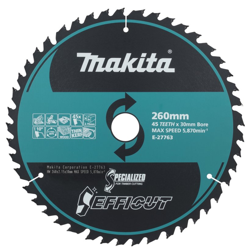 Makita E-27763 260x2.15x30mm 45Z kotouč pilový dřevo Efficut= oldB-64630
