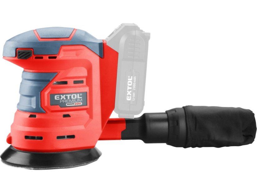 EXTOL PREMIUM 8891847 bruska excentrická aku SHARE20V, 125mm, 20V Li-ion, bez baterie a nabíječky