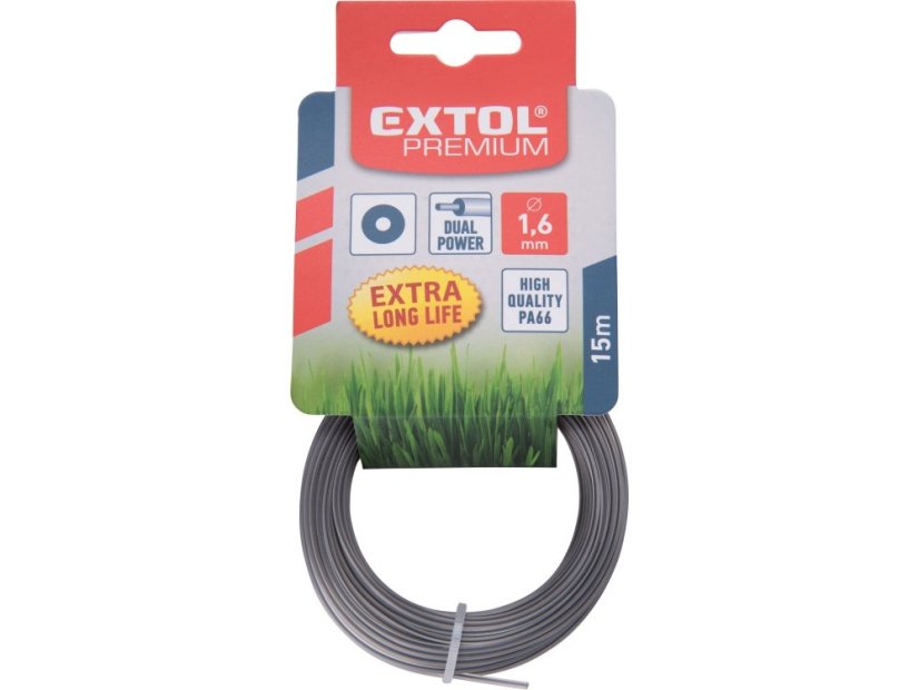 EXTOL PREMIUM 8870902 žací struna do sekačky s jádrem, kruhový profil, 1,6mm, 15m, PA66