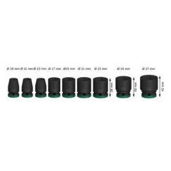 Bosch 9 dílná sada nástrčných hlavic 10-27 mm Pro Impact 1/2" 2608003038