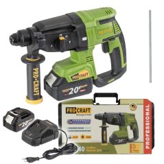 Procraft PHA40-2B-C aku kombinované kladivo SDS-Plus 20 V 2,6 J 2x4Ah