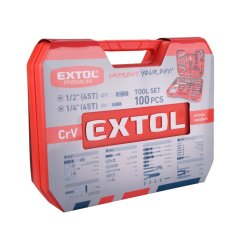 EXTOL PREMIUM 8818411 sada nářadí 100ks, 1/4", 1/2", CrV