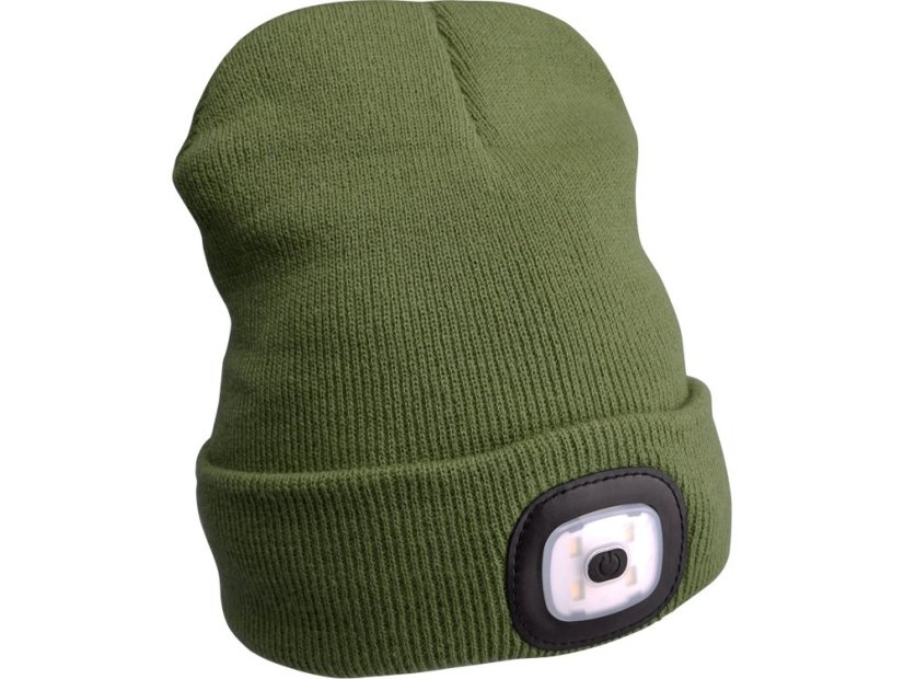 EXTOL LIGHT 43192 čepice s čelovkou 4x45lm, USB nabíjení, tmavě zelená, univerzální velikost
