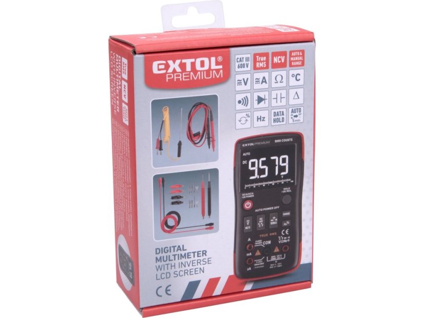 EXTOL PREMIUM 8831251 multimetr digitální, inverzní displej, True RMS, automatická volba rozsahů