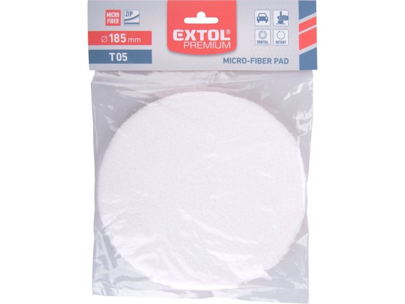 EXTOL PREMIUM 8804565 kotouč leštící, mikrovlákno, T05, ?185mm, suchý zip