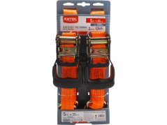 EXTOL PREMIUM 8861146 pás upínací ráčnový s háky, 5m x 35mm, sada 2ks, max. 2000kg