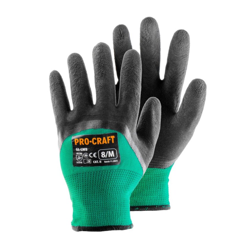 Procraft GL-LW8 Pracovní rukavice M máčené v latexu
