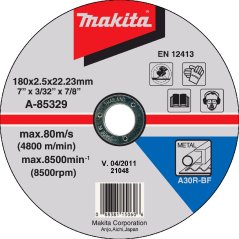 Makita A-85329 řezný kotouč 180x2,5x22mm ocel