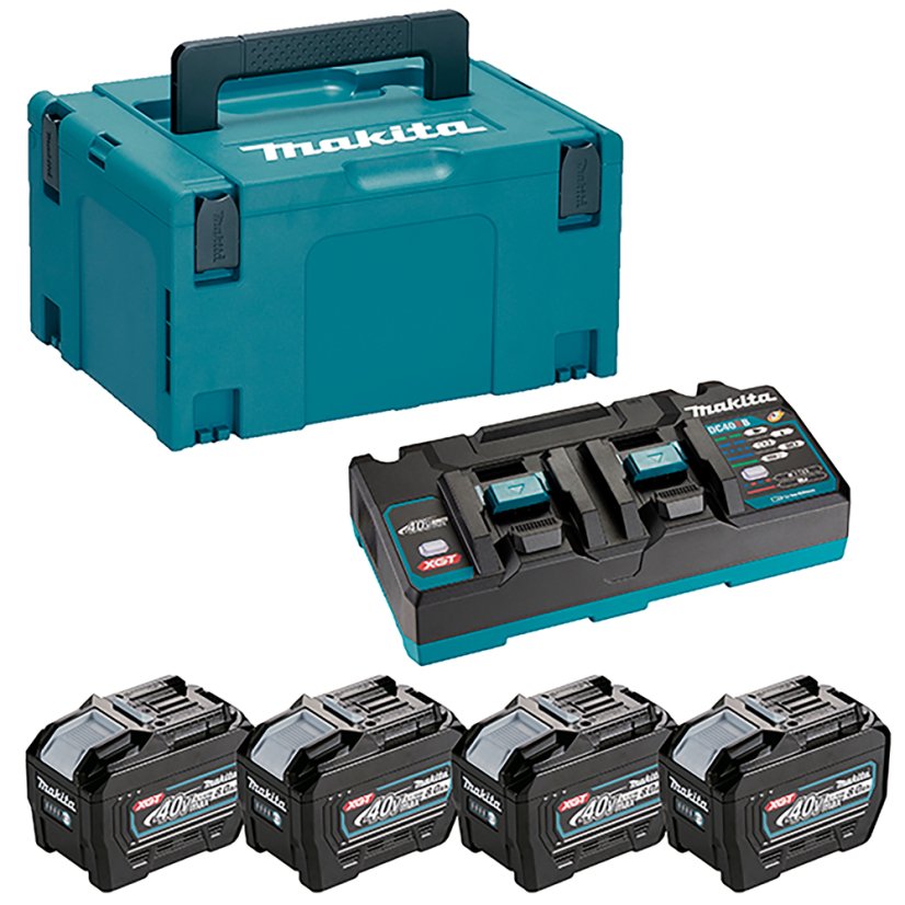 Makita 1910A8-3 aku sada Li-ion XGT 40V 4xBL4080F+1x Dvojnabíječka DC40RB+1x Makpac Makita 1910A8-3 aku sada Li-ion XGT 40V 4xBL4080F+1x Dvojnabíječka DC40RB+1x Makpac