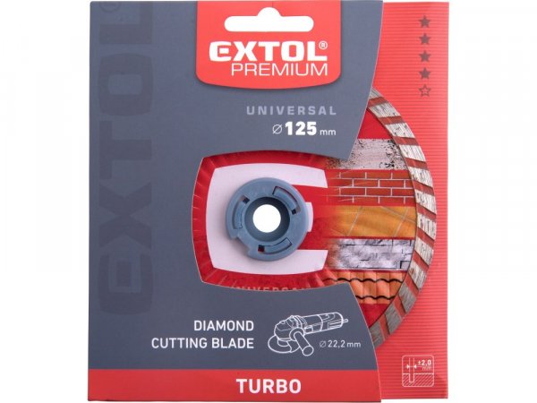 EXTOL PREMIUM 108752 kotouč diamantový řezný, turbo - suché i mokré řezání, O 125x22,2x2mm