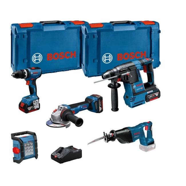 Bosch GSB 18V-65 + GWS 18V-11 + GBH 18V-26 + GSA 18 V-LI + GLI 18V-1200 C 3x5Ah 0615A5007S