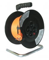 Solight PB04 prodlužovací přívod na bubnu, 4 zásuvky, 50m, oranžový kabel, 3x 1,5mm2