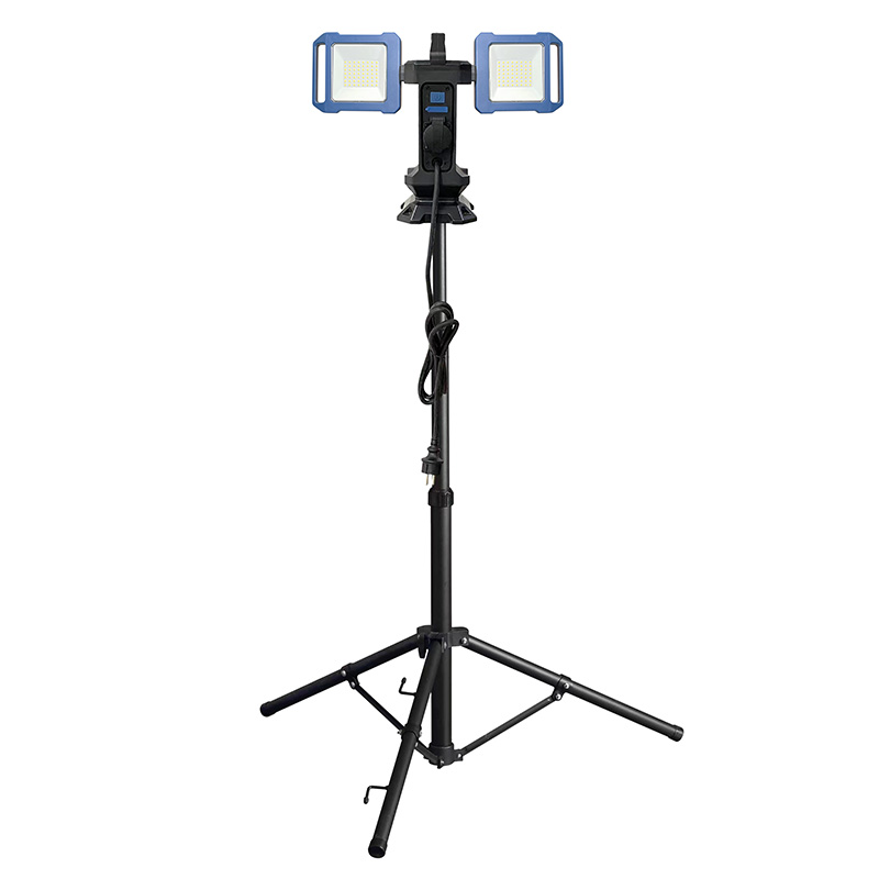 Solight WM-60W-FVP duální teleskopický přenosný LED reflektor se zásuvkou, 2x30W, 5400lm, 4000K, 62-152cm, IP54