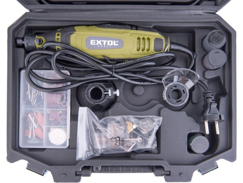 EXTOL CRAFT 404117 bruska přímá s ohebným nástavcem, 210ks, 135W
