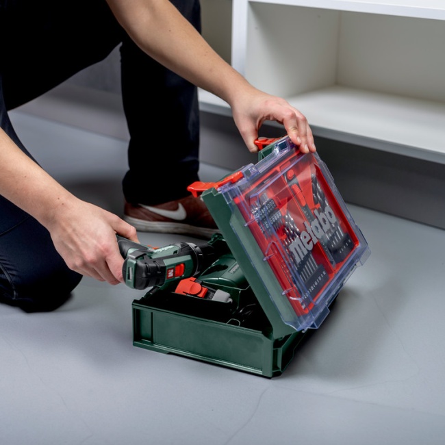 Metabo 600080710 PowerMaxx BS Basic Set aku vrtací šroubovák 12V 2x2Ah + 41 dílna sada vrtáků a bitů