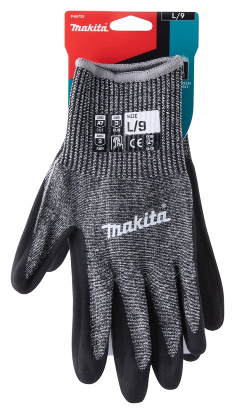 Makita P-84729 rukavice pracovní proti prořezu, nitril, velikost L/9