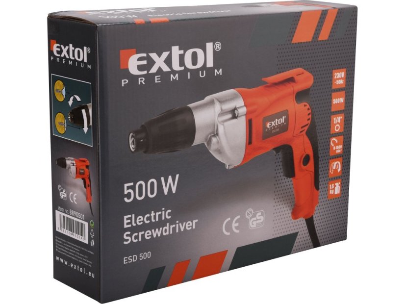 EXTOL PREMIUM 8890501 šroubovák elektrický, 500W, 1/4", 6Nm