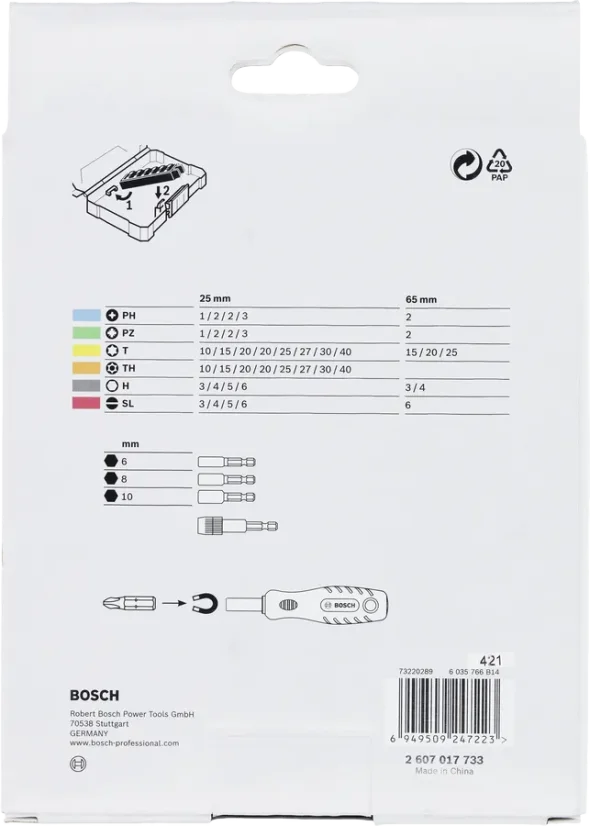Bosch 2607017732 Sada šroubovacích bitů Extra Hard, 44 + 1 ks