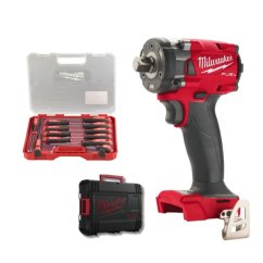 Milwaukee ELVINSET37 M18 FIW2P12-0X aku kompaktní rázový utahovák 1/2" 339 Nm s aretačním čepem + 12 dílná sada šroubováků Tri-lobe bez alu 4933478446