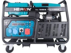 HERON 8896431 elektrocentrála benzínová 23,5HP/12kW/15kVA (400V), 12kW (230V), podvozek