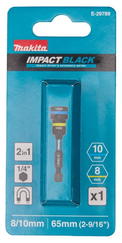 Makita E-29789 klíč nástrčný 2v1 s držákem šestihran 65mm IMPACT BLACK 8-10mm