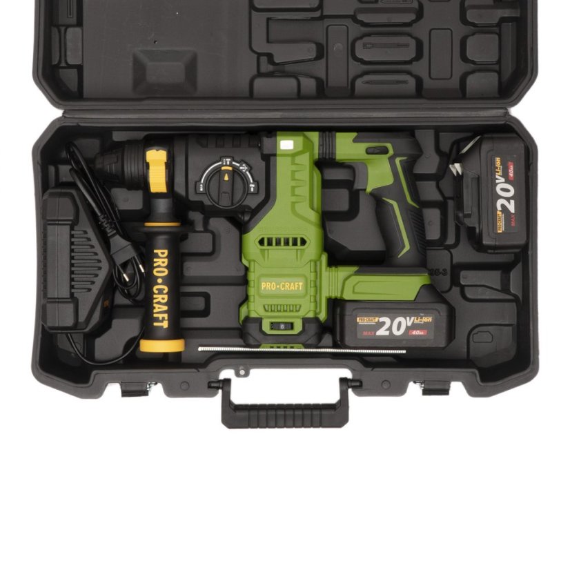 Procraft PHA30 aku kombinované kladivo SDS-plus 2,8 J 20 V 2x4Ah