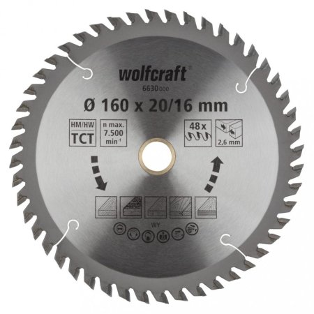 Wolfcraft pilový kotouč čisté řezy pr.165x20,16 Z48 6631000