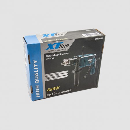 XTline XT106120 elektrická vrtačka, 850W, 13mm