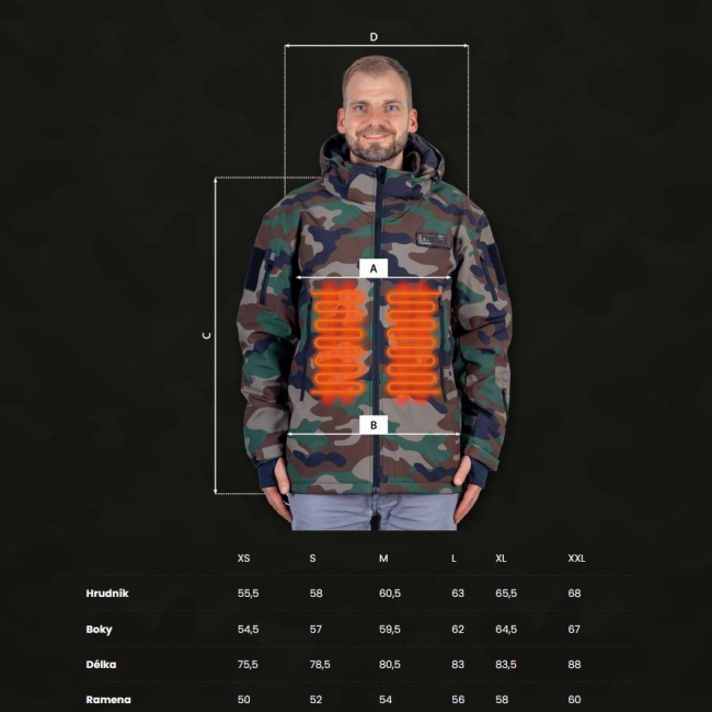 Narex CHJ vyhřívaná bunda XL Camouflage