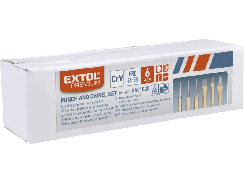 EXTOL PREMIUM 8801820 sekáče, průbojníky a důlčík, sada 6ks