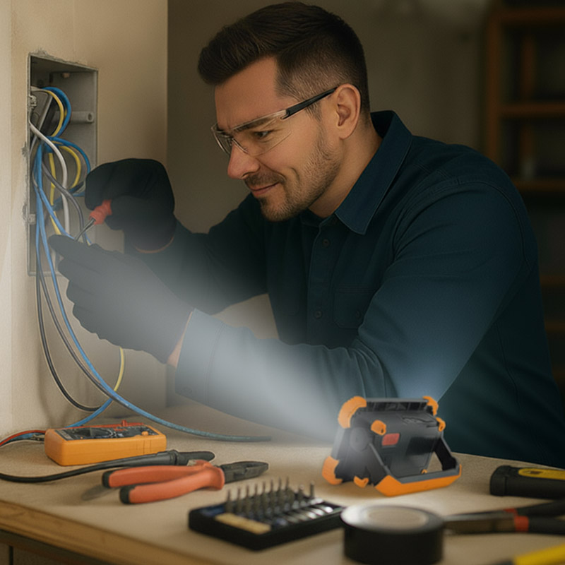 Solight WM-10W-RE LED reflektor 10W, přenosný, nabíjecí, 1000lm, oranžovo-černý