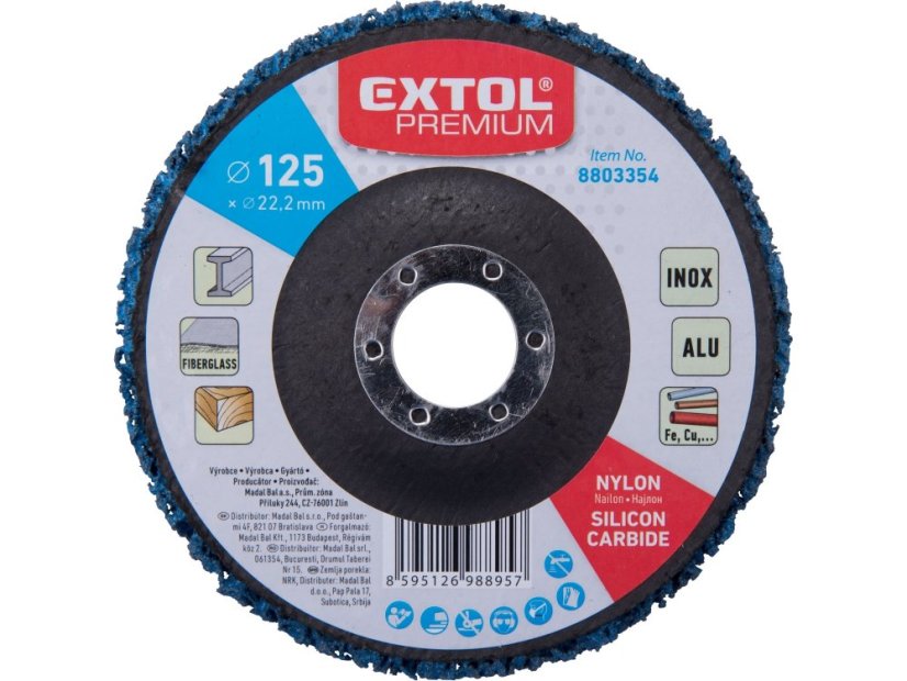 EXTOL PREMIUM 8803354 kotouč brusný nylonový, O 125x14mm, nylon/abrazivo SiC