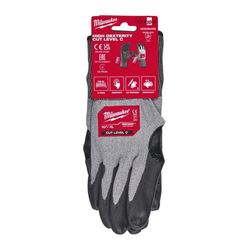 Milwaukee rukavice pracovní vel. 10 XL pro citlivou práci tř. B 4932480494