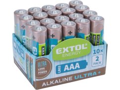 EXTOL ENERGY 42012 baterie alkalické, 20ks, 1,5V AAA (LR03)