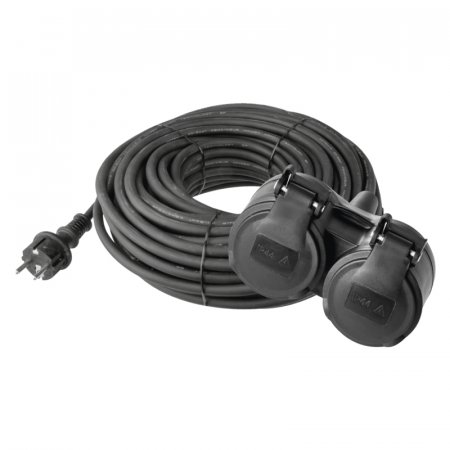 Emos P0603 prodlužovací kabel gumový – 2 zásuvky, 20m, 3× 1,5mm2, IP44